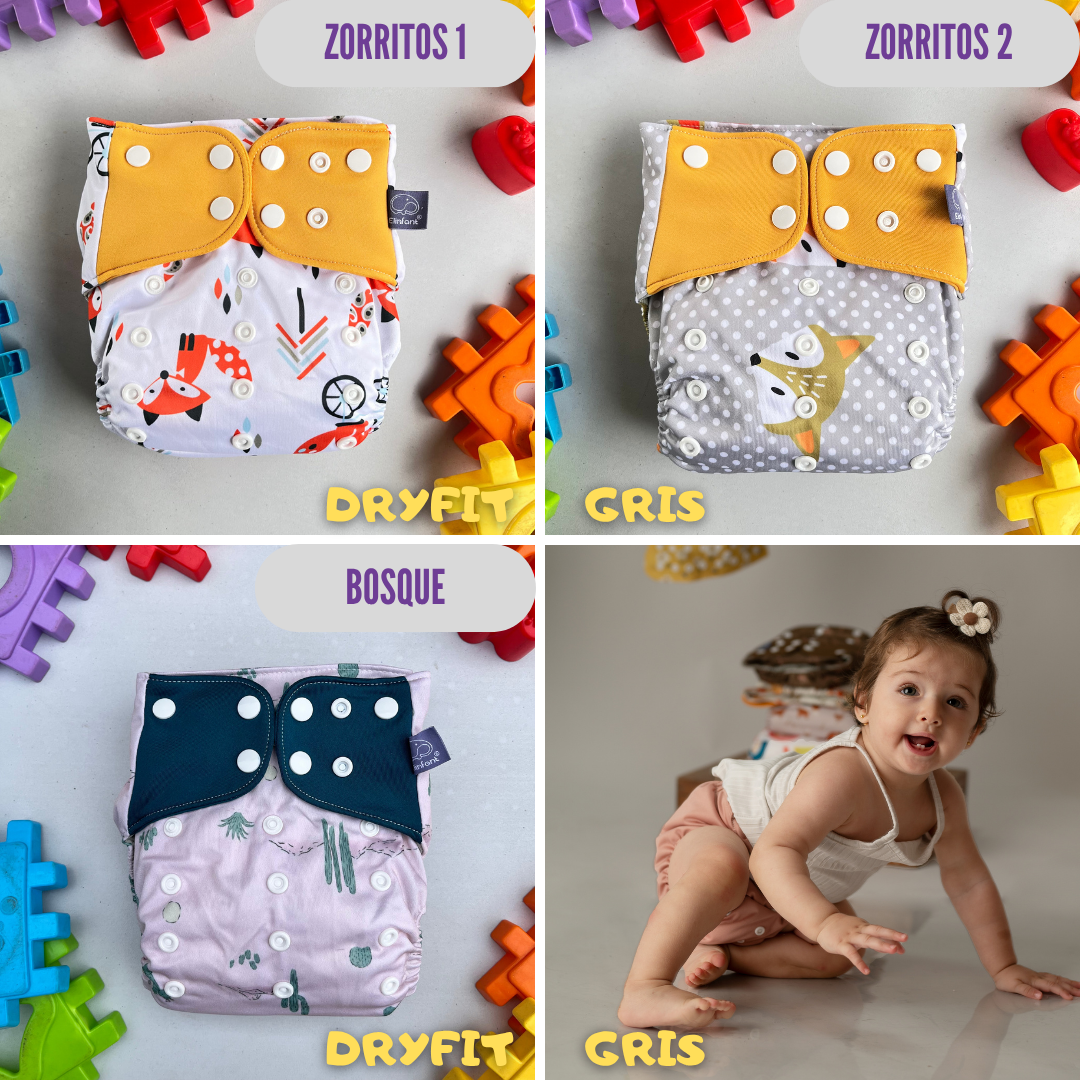 PACK x4 | ESTÁNDAR "COMBINADO" - Gamuza + DriFit Gris (incluye 8 insertos)