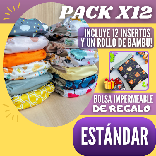 PACK x12 Pañales Estándar | Incluye 12 Absorbentes