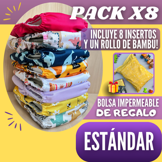PACK x8 Pañales Estándar | Incluye 8 Absorbentes