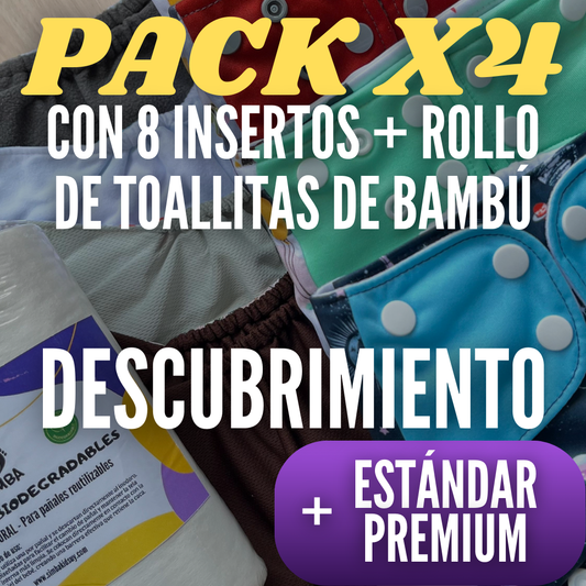 PACK x4 PAÑALES | 2 PREMIUM + 2 ESTÁNDAR