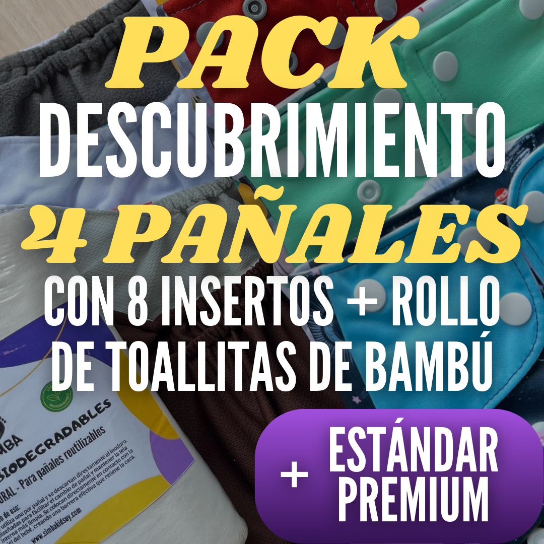 Pack "Descubrimiento" 4 Pañales | Incluye 8 absorbentes y rollo