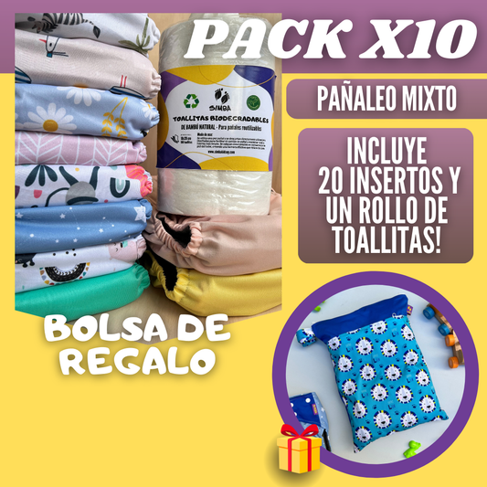 PACK X10 "PAÑALEO MIXTO" | Incluye 20 Absorbentes