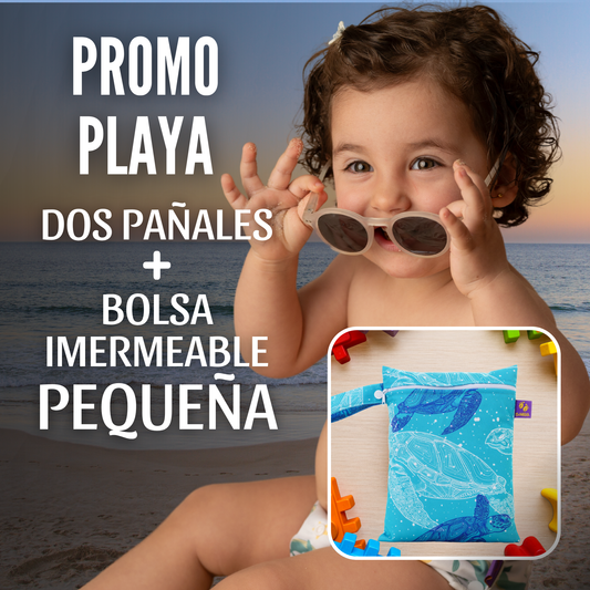 PROMO PLAYA - DOS PAÑALES DE AGUA + BOLSA CHICA