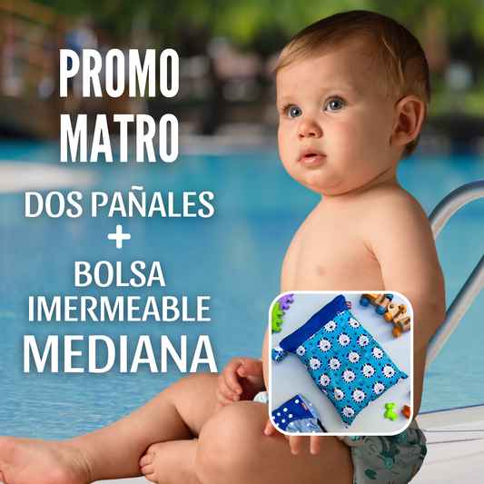 PROMO MATRO - DOS PAÑALES DE AGUA + BOLSA MEDIANA
