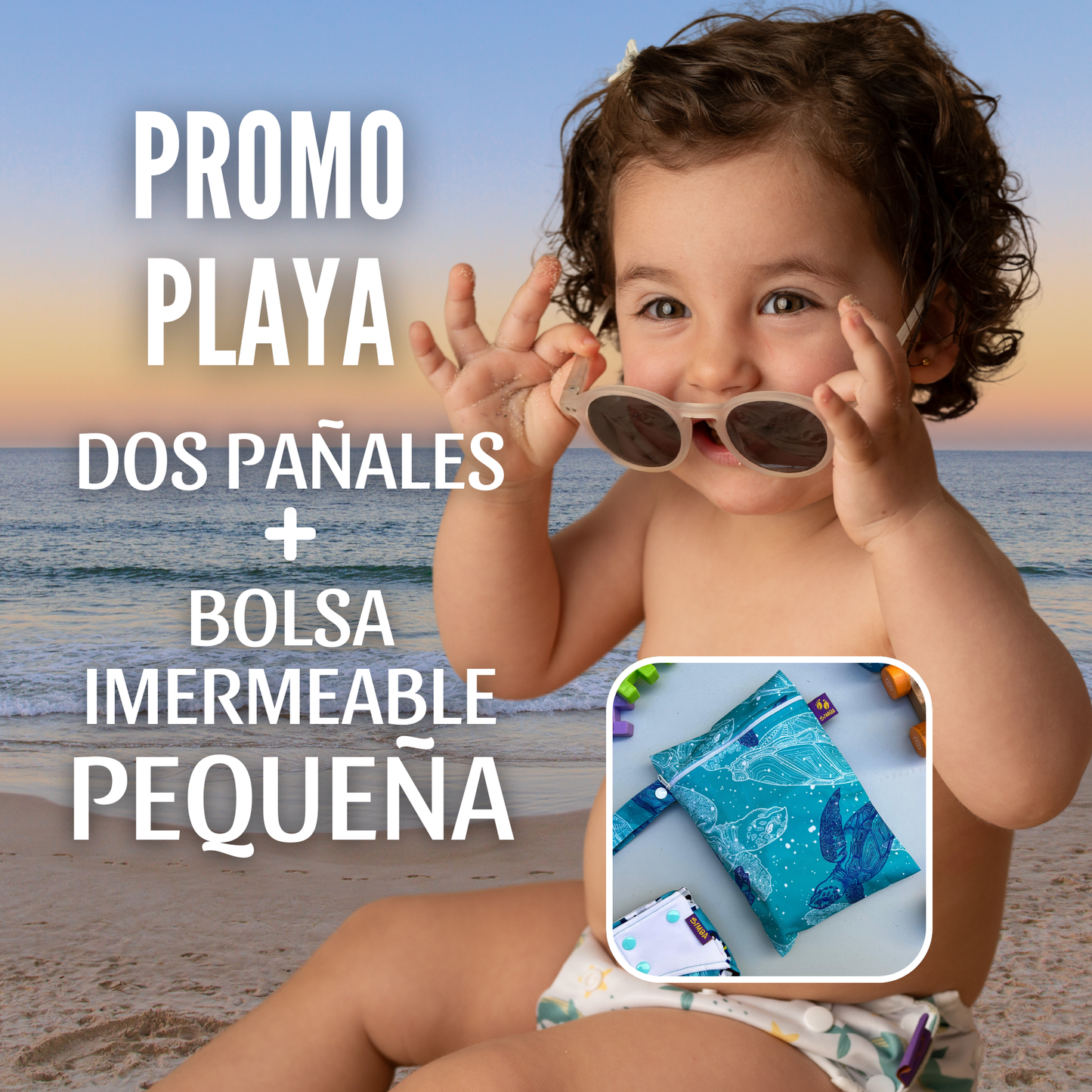 PROMO PLAYA - DOS PAÑALES DE AGUA + BOLSA CHICA