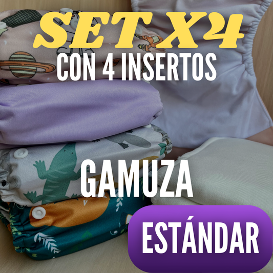 SET x4 PAÑALES ESTÁNDAR DE GAMUZA