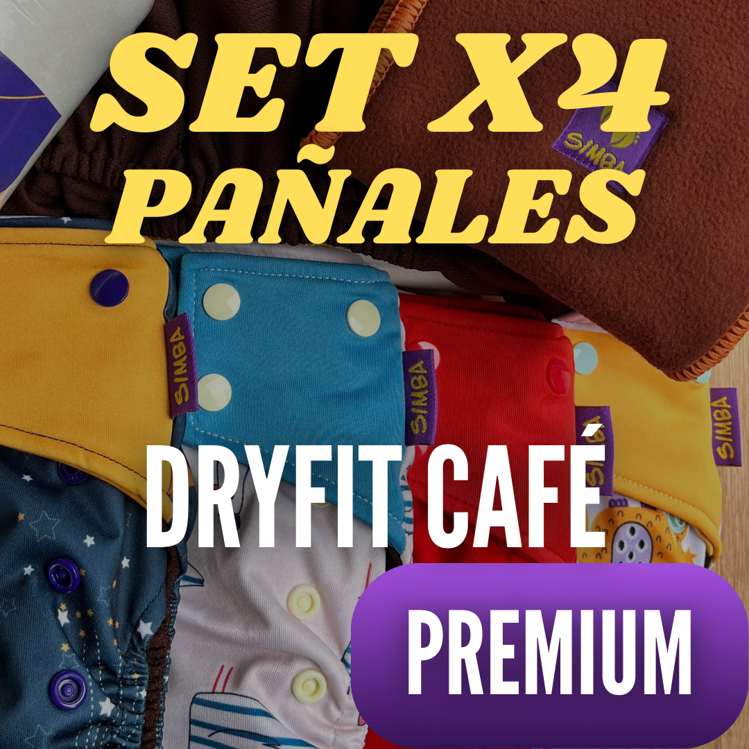 Set x4 Pañales DryFit Café | Incluye 4 Absorbentes